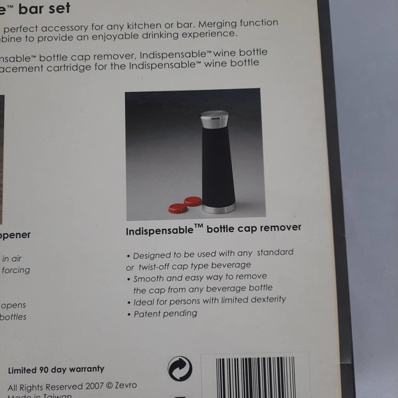 5 For $20.00 Zevro Indispensable Bar Set,Wine Bottle Opener,Bottle Cap Remover - Picture 4 of 9